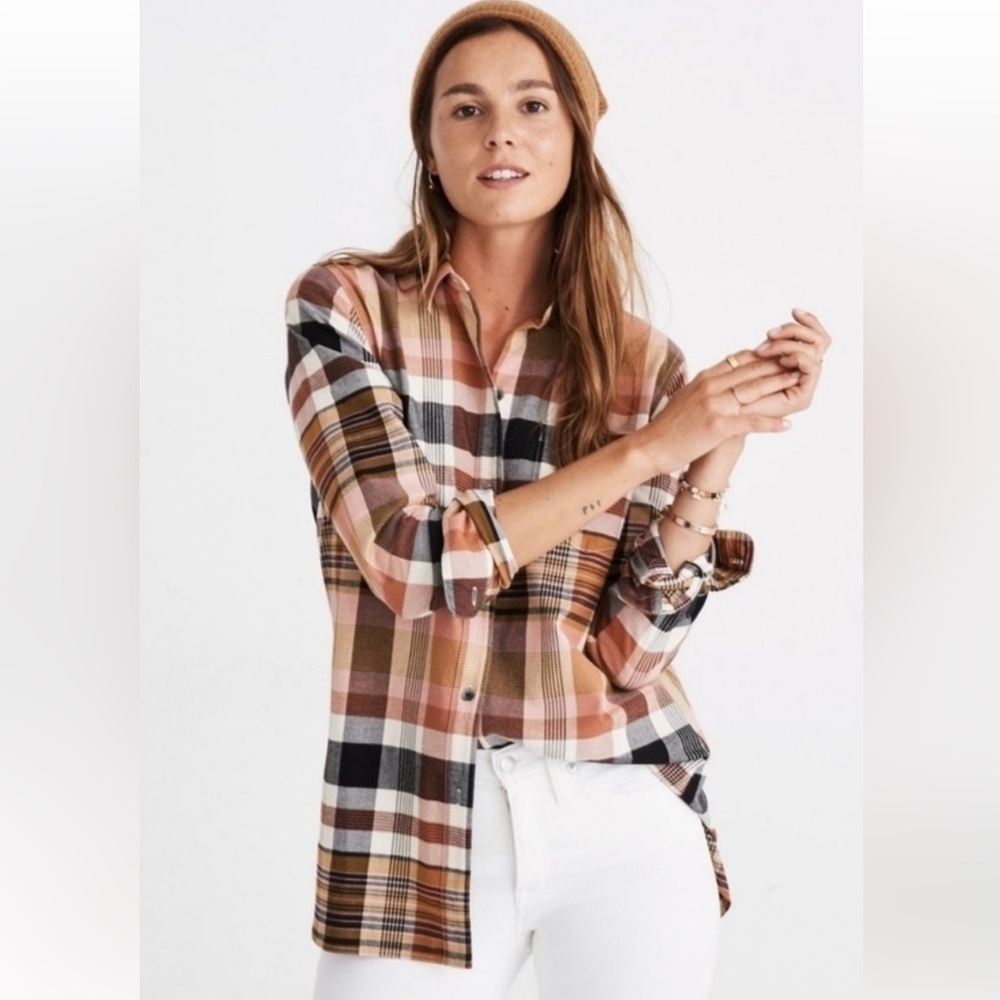 Madewell Classic Ex-BF Plaid Button Down Shirt, S